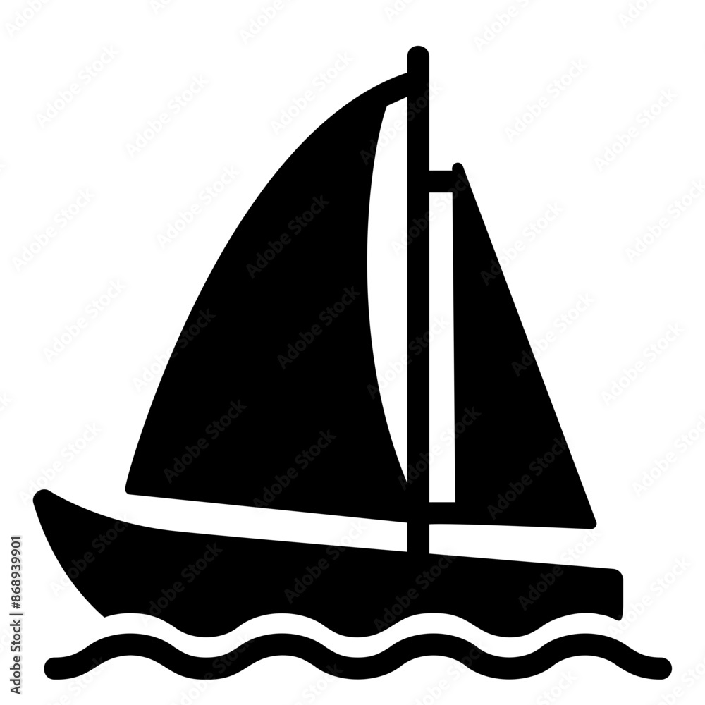 Poster sail boat Solid icon