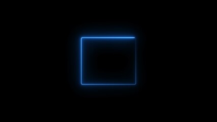 square frame royal blue color 4k illustration neon light on black background. 