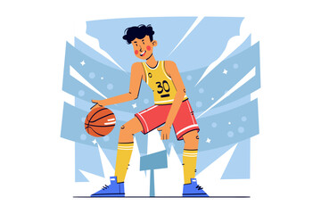 Fototapeta premium Boy Playing Basketball Illustration