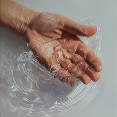 Fototapeta premium one hand in water, hands and water