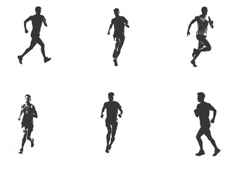 silhouette running woman. Vector people running silhouettes