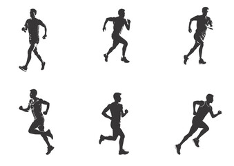 silhouette running man. Vector people running silhouettes