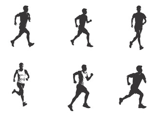 silhouette running man. Vector people running silhouettes