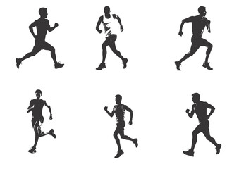 silhouette running man. Vector people running silhouettes
