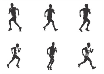 silhouette running man. Vector people running silhouettes