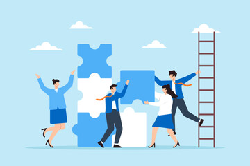 Business team assembling together puzzle with missing pieces concept problem-solving and collaboration © VZ_Art