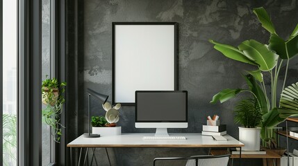 ISO A Paper Size Frame Mockup Display in Modern Office Interior