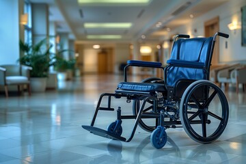 Empty Wheelchair in a Hospital Hallway