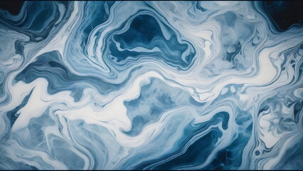 Obraz premium Abstract blue and white marbled background with swirling liquid texture