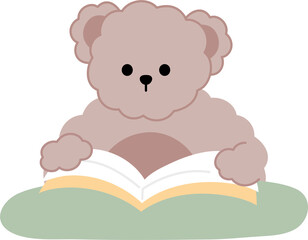cute bear reading book cozy and relaxing