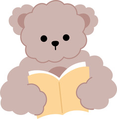 cute bear reading book cozy and relaxing