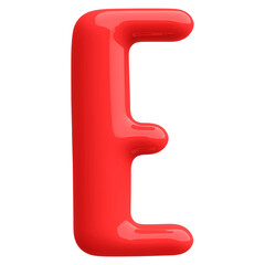 Red 3D Bubble Font Letter E uppercase