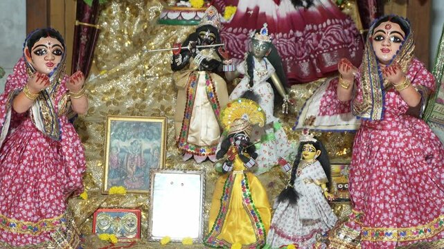 The idol of Hindu deity Lord Krishna has been replaced inside the temple.