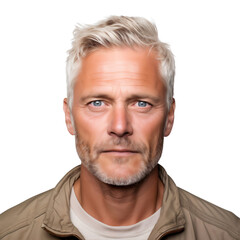 Obraz premium Close up portrait of a smiling senior man, studio shot, isolated on transparent background