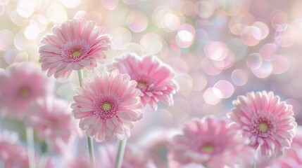 Soft blurred of gerbera flowers with soft bokeh in pastel tone for background.