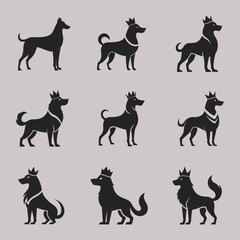 A high-quality silhouette vector of a regal dog-king-silhouette-vector