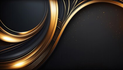 Black texture background, luxury banner black, dark blue, and golden border lines for your design; copy space 