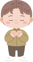 muslim kid praying cute cartoon character