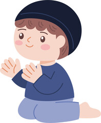 muslim kid praying cute cartoon character