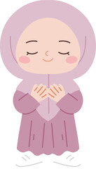 muslim kid praying cute cartoon character