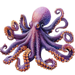 Fototapeta premium Cheerful Octopus Waving Tentacles