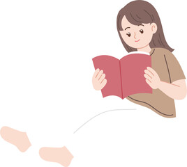 woman reading book relaxing cute 