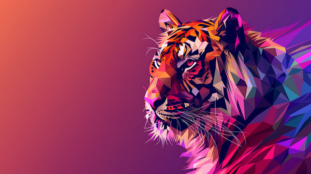 A polygon tiger closeup,geometric shape