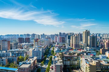 Obraz premium Urban Skyline with Clear Blue Sky
