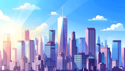 Obraz premium Sunrise over the Cityscape of New York