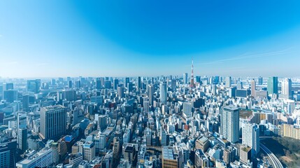 Tokyo Skyline Under a Clear Blue Sky