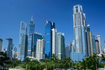 Obraz premium Modern Skyscrapers in a Cityscape