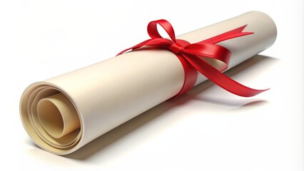 Rolled diploma scroll with 3D message icon on isolated PNG background, symbolizing education certificate, achievement, and university success award.