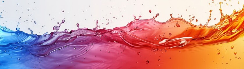 Fototapeta premium Dynamic and colorful splash of red and blue liquid in motion, creating a vibrant and energetic abstract image against a gradient background.