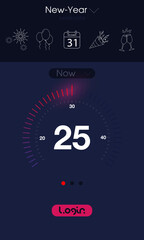 Fototapeta premium 2025 happy new year , 2025 number design with speedometer or temperature meassuring style. 2025 new typhography 