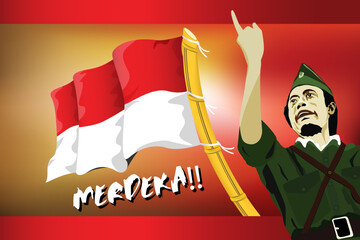 Indonesia independence day celebration with red white flag and happy Indonesian National Heroes day