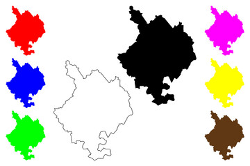Huntingdonshire Non-metropolitan district (United Kingdom of Great Britain and Northern Ireland, ceremonial county Cambridgeshire or Cambs, England) map vector illustration, scribble sketch Hunts map
