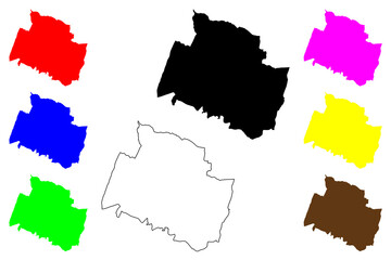 Cheltenham Town, Non-metropolitan district and borough (United Kingdom of Great Britain and Northern Ireland, ceremonial county Gloucestershire or Glos, England) map vector, scribble sketch map