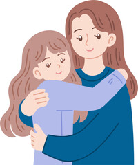 mother and child hugging illustration