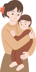 mother and child hugging illustration