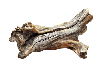 Dried dead tree trunk. Weathered driftwood cut out