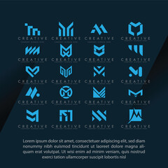 Set of abstract initial letter M logo template.app icon set, mordern template icons for business of fashion sport automotive.