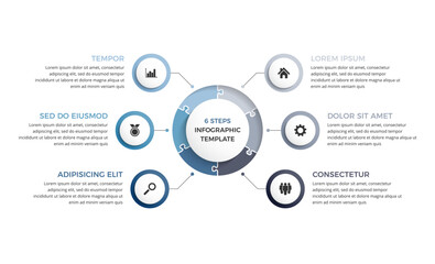 Circle diagram template with six puzzle elements, infographic template, process visualization, vector eps10 illustration