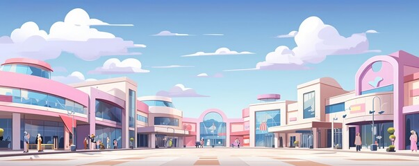 Fototapeta premium Create a digital painting of a modern shopping mall