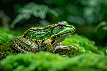 Obraz premium Northern Leopard Frog, Macro,Left side view
