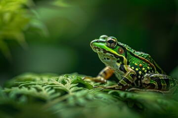 Obraz premium Northern Leopard Frog, Macro,Left side view