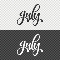 july lettering clipart element design