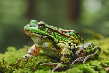 Fototapeta premium Northern Leopard Frog, Macro,Left side view