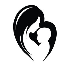 silhouette vector icon of mother's love