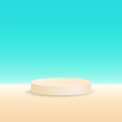 podium circle brown color with summer theme in background brown and blue color