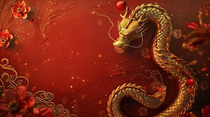 Obraz premium Snake Zodiac Sign in Happy Chinese New Year 2025 Background with Text Space